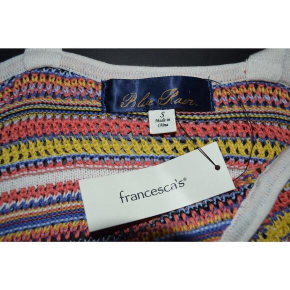 Blue Rain Knit Striped V Neck Striped Tank Top Size Small New - Picture 4 of 5